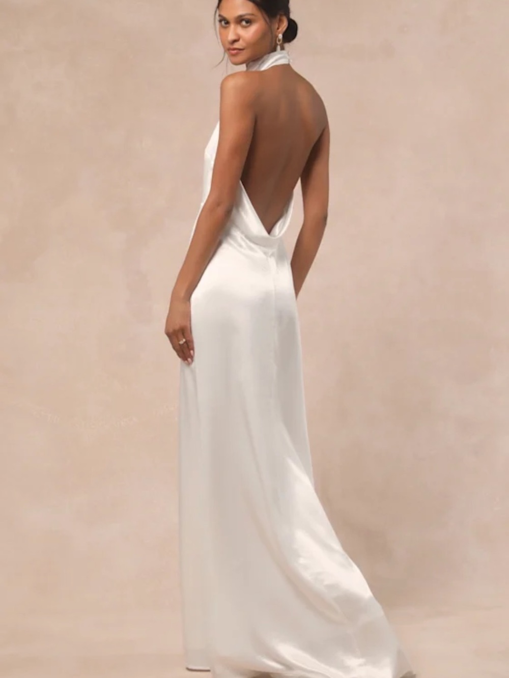 New Lulus Melania Halter Elegant White Halter Satin Gown Sz XL